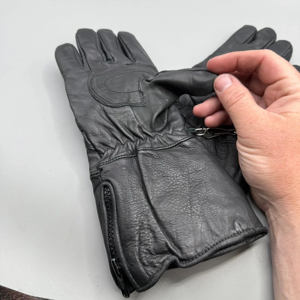 Vintage Studded Leather Motorcycle Gauntlet Gloves Womens XS Black Riding Gear
